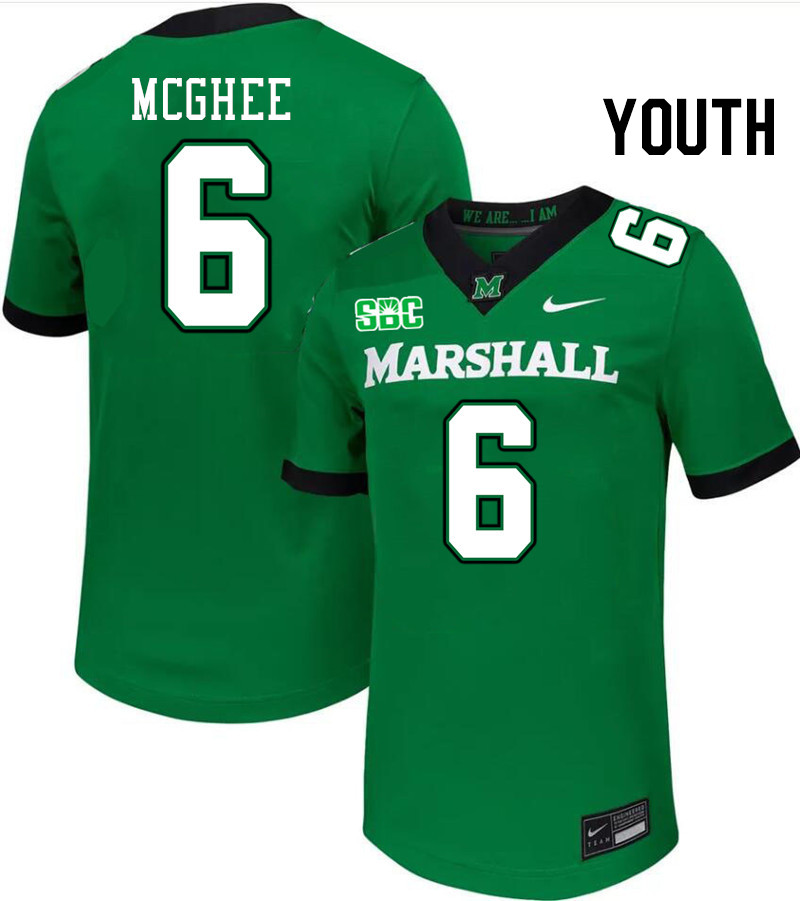 Youth #6 AG McGhee Marshall Thundering Herd SBC Conference College Football Jerseys Stitched-Green